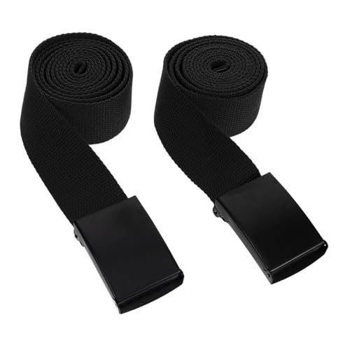 2pcs Mens Adjustable Belt Casual Heavy Duty Webbing Belt with Buckle for Work School and 140cm