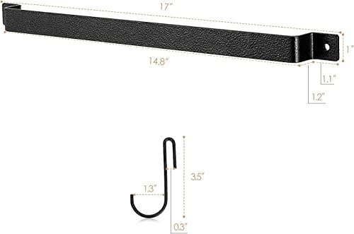 Image of Pan & Pot Lid Organizer Rack - Multifunctional Cookware for Cabinet, Pantry Chopping Board Holder, Space-Saving Kitchen Organizer, Black (L-17 x W-0.5 x H-1 Inches) 10 HOOK-rod