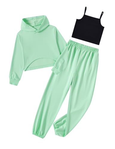 Image of Girls 3 Piece Outfits Sweatsuit Long Sleeve Hoodie Sweatshirt and Sweatpant Kids Clothing Sets Size 5-12