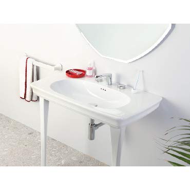 Lavandino Consolle Serie Civitas in ceramica bianco 90x50 cm - Made in Italy (Coppia di gambe in ceramica bianca)