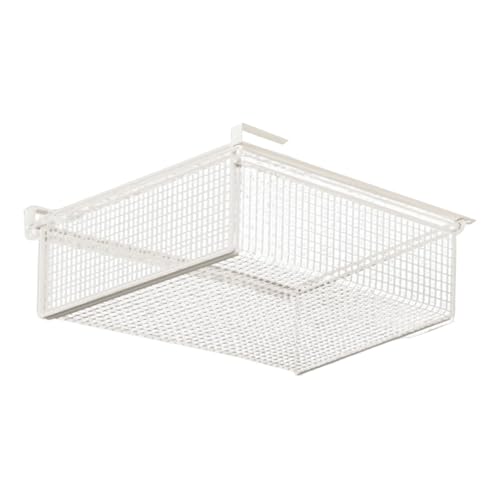 JISADER Sliding Organizador Cajón Cesta de Hierro para Ropa de Armario Contenedor de Almacenamiento Bajo Estante para Closet Solución Multifuncional Adecuado, Blanco, L