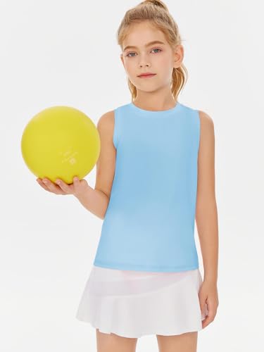 Image of Haloumoning Girls Tank Tops Kids Sleeveless Athletic Lightweight Cute Summer Top Dancewear 5-14 Years