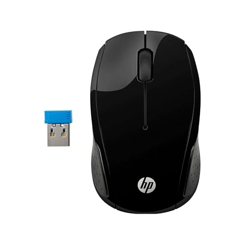 HP 220 - Ratón Inalámbrico (1600 PPP, 3 Botones y Rueda de Desplazamiento, Tecnología LED Azul, Batería hasta 15 Meses de Duración, Compatible con Windows; Mac OS; Chrome OS) - Negro