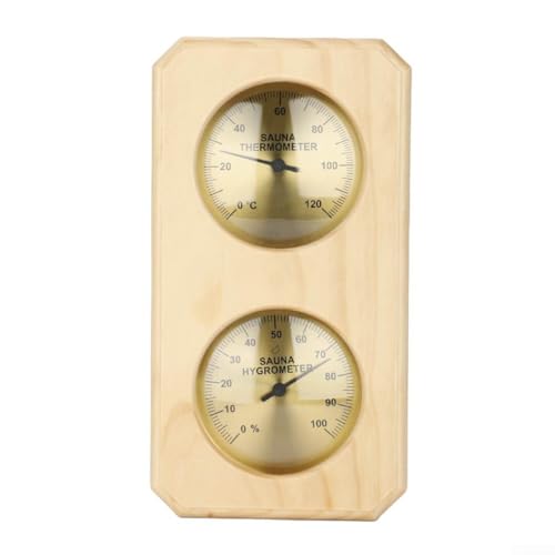 Termómetro higrómetro bimetálico de sauna, medidor de humedad de temperatura montado en la pared de madera, para sala de sauna interior, doble calibre para habitación