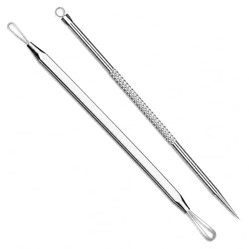 2 Pcs Pimple Extractor Tool 410 Grade Stainless Steel | Comedone Extractor Pimple Popper Blackhead Remover for Face Zit Popper Pimple Needle for Acne Removal