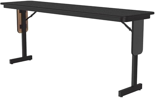 Correll Mesas de seminario de patas de panel (HPL), 18 x 72 pulgadas, granito negro