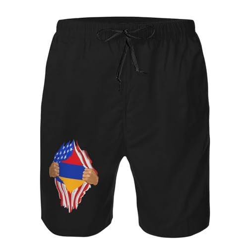 Hand Tear Flag of Armenia Mens Swim Trunks Quick Dry Swim Board Shorts Casual Beach Shorts4