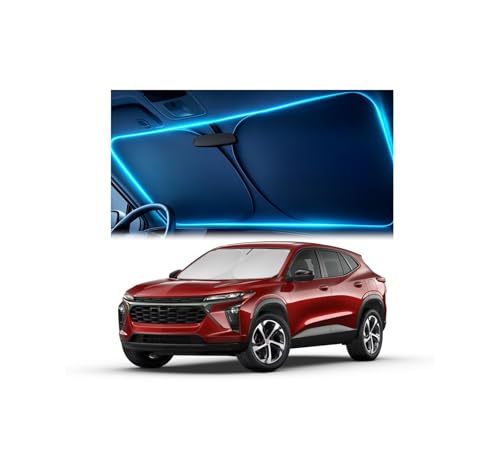 Windshield Sun Shade for Chevrolet Trax 2024 2025 2026 – Custom Fit Sun Shield with Mirror Cut‑Out, Blocks Heat & UV, Foldable with Storage Pouch - Chevrolet Trax Windshield Sunshade