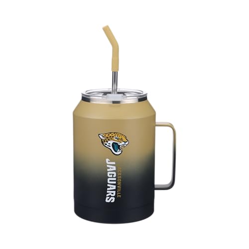 The Memory Company Officially Licensed 50oz Ombre Water Jug with Handle and Straw, Jacksonville Jaguars