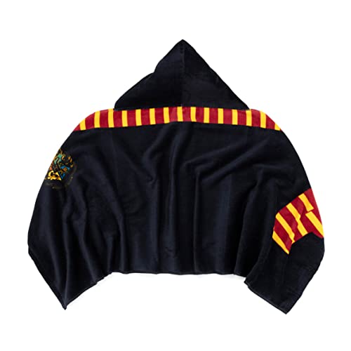 Jay Franco Kids Hooded Towel – 22" x 51" Super Soft Bath Wrap with 3D Hood, Beach, Pool & Travel, Official Licensed Product, Black - Harry Potter
