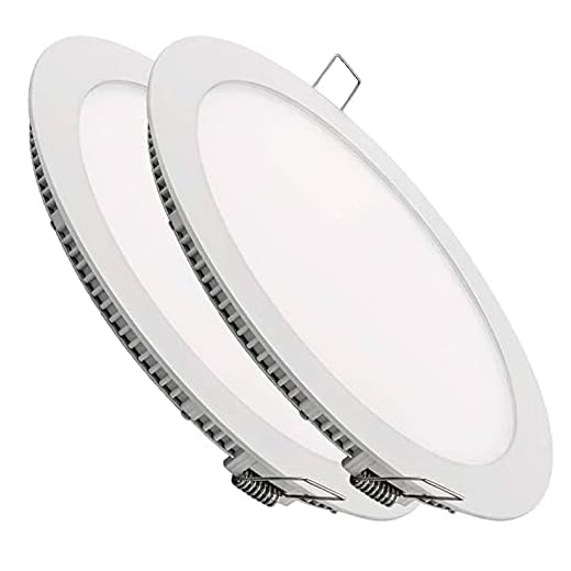 Pack 2x Downlight LED Panel Extraplano Redondo, Iluminación 20W. Color Blanco Frio 6500K. Corte 205mm (Standard).