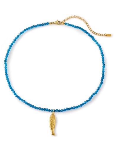 Dainty Gold Fish Pendant Necklace for Women, Waterproof Boho Beach Jewelry, Summer Ocean Charm Necklaces Gift for Her