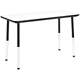 AmazonBasics Dry-Erase 24 x 48 Inch Rectangular School Activity Kids Table, Ball Glide Legs, Adjustable Height 19-30 Inch, Black