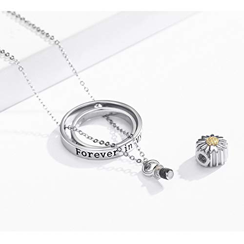 JUSTKIDSTOY Cremation Jewelry 925 Sterling Silver Sunflower/Rose/Paw Urn Necklace for Ashes Memorial Keepsake Gifts for Women4