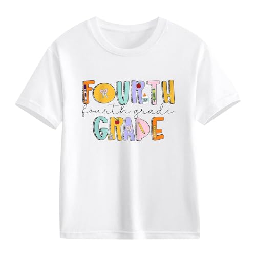 First Day of Fourth Grade Shirt for Kids, Boys Girls Back to School T-Shirt, Preschool Short Sleeve Comfy Clothes2