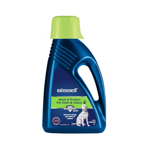 Bissell Wash & Protect Pet Carpet Cleaner Solution, Upholstery Shampoo for Use with All Leading Upright Carpet Cleaners, Removes Pet Stains & Odours, 1.5 L, 1087N