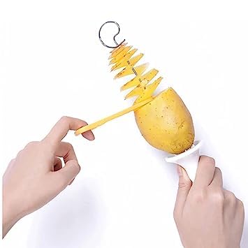 Pavan Ecommerce Spiral Potato Cutter Manual Slicer Vegetable Spiralizer Chips Maker with 4 Stainless Steel Sticks (Manual Twisted Potato Slicer) Potato Slicer 2