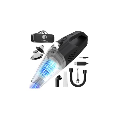 JOCOSA Handheld Vacuum Cleaner Portable Rechargeable with Washable HEPA Filter, Cordless Car Vacuum Cleaner Powerful for Home Carpet Stairs Pet Hair, Mini Hoover Car Hoovers Lightweight (Black)