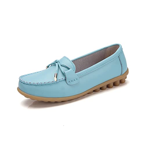 Image of Momuk Women's Penny Loafers Leather Driving Moccasins Slip On Boat Shoes Fashion Comfort Flats