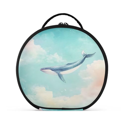 Takiito Whale Floating in The Sky Travel Makeup Case Portable Makeup Box Artist Cosmetic Case Organizer With Adjustable Dividers