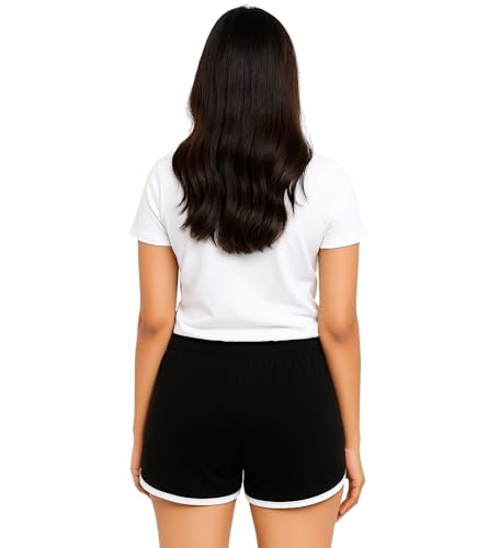 Image of Hangout Hub Women's Cotton Shorts | Boxer Half Pant with Sporty Stripe | Elastic Waist | Hypoallergenic Breathable Fabric | Sweat Absorbent Material | Gym Exercise Yoga Lounge Run Wear (Multi Color)