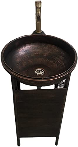 Fregadero de baño independiente, mueble de tocador de estilo industrial moderno con lavabo y grifo, diseño que ahorra espacio para baños compactos