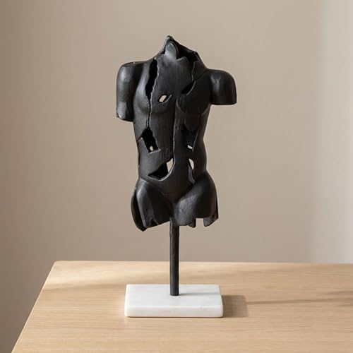 Escultura de Metal Abstracta con Base de Mármol 16"
