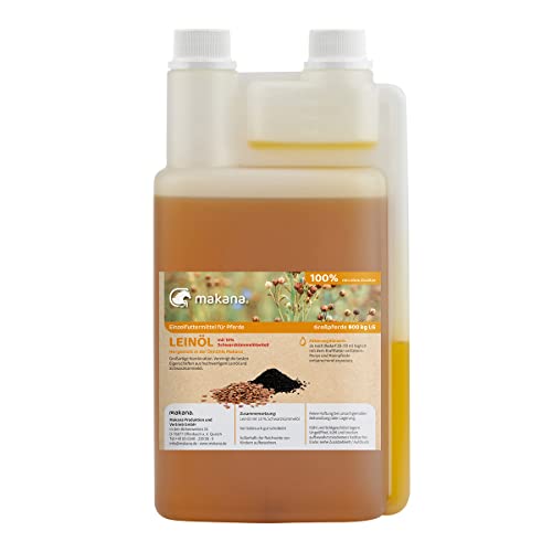 Makana Leinöl mit Schwarzkümmelölanteil für Pferde, 1 l Dosierflasche Makana Leinöl mit Schwarzkümmelölanteil für Pferde, 1 l Dosierflasche