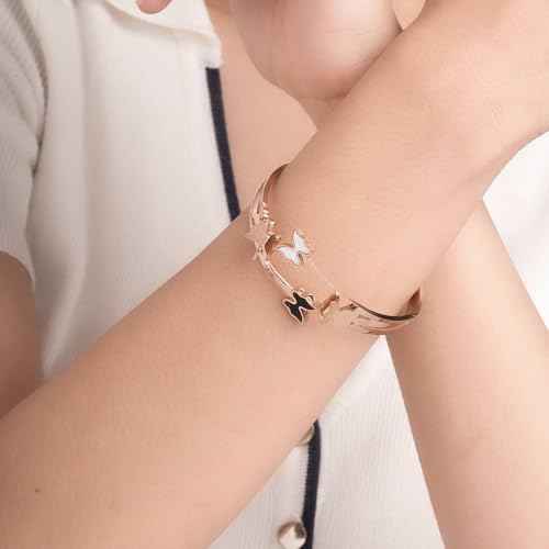Image of PALMONAS Butterfly Rose Gold Bracelet for Women - Gift for Girls & Women | Waterproof & Anti-Tarnish Bracelet