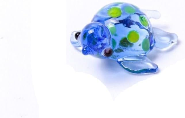 Miniatura 2 de Jowxsx Figura de tortuga miniatura de cristal azul, adornos para acuario, paisajismo, figura de tortuga de cristal, colección de manualidades,