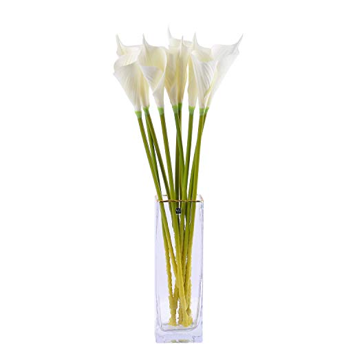 cn-Knight - Set di 10 gigli, con stelo lungo 66 cm, per decorazione casa, centrotavola da sposa, bouquet fai da te, colore: bianco