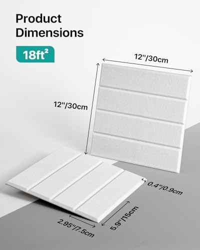 Image of 18 Pack Sound Proof Foam Panels for Walls, Self-Adhesive Acoustic Panels Sound Absorbing, 12 inch X 12 inch X 0.4 inch High Density Soundproof Wall Panels Tiles for Door, Ceiling, Home Office
