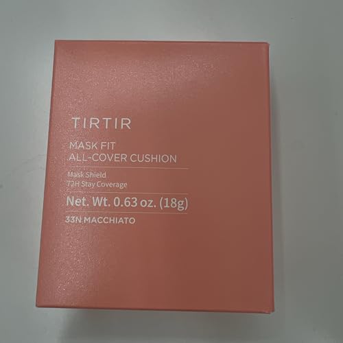 TIRTIR Mask All-Cover Cushion Foundation | Full coverage, Skin fit, Satin Glow Finish | Korean Cushion Foundation #33N MACCHIATO | 18g
