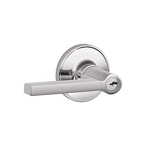 J-Series by Schlage Solstice Door Lever with Standard Trim, Keyed Entry Lock, Bright Chrome, J54 SOL 625