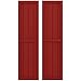 Ekena Millwork ARW101BF414X44BRH Americraft Four Exterior Real Wood Two Equal Panel Framed Board-n-Batten Shutters (Per Pair), 14"W x 44"H, Fire Red