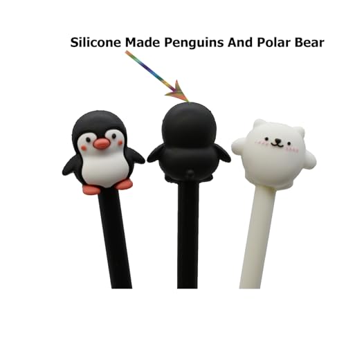 20 bolígrafos gel de animalitos pingüino y oso polar negro 0.5 mm miniatura 4