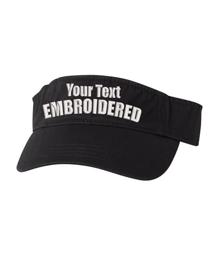 Personalized Embroidered Visor Hat Add Your Own Text Custom Adjustable Visor Cap Black