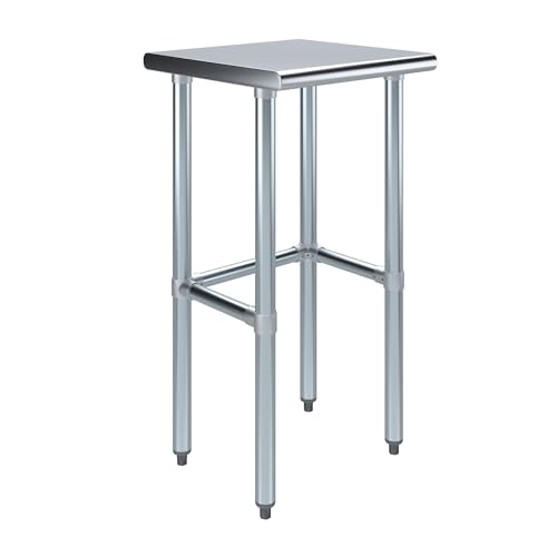 Image of AmGood Stainless Steel Work Table Open Base | Metal Work Bench (Stainless Stee Table Open Base, 18 inch Long x 18 inch Deep)