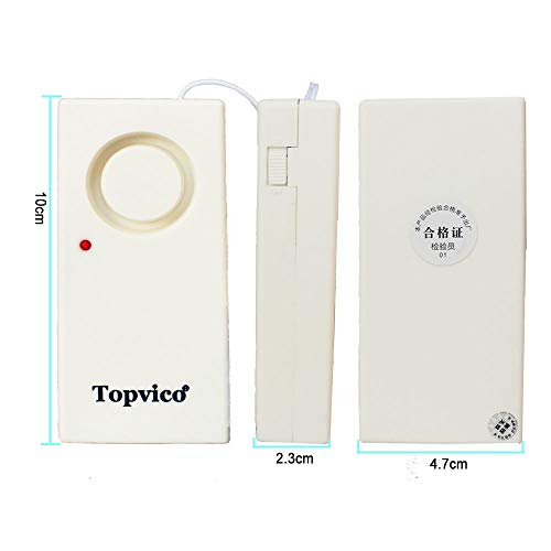 Topvico Water Leakage Alarm Detector Sensor 120dB Flood Alert Leak Detection Work Alone Home Security Low Battery Alert (3 Pack)