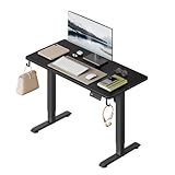 WOLTU Scrivania Elettrica Regolabile in Altezza 72-118 cm, con 3 Memorie e 2 Ganci – Nero, Silenziosa, Capacità di Carico 80 kg – per Ufficio, Casa, Gaming e Studio, 100x48 cm