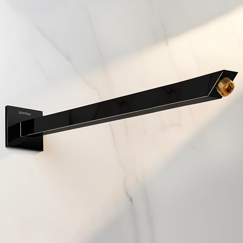 Image of Plantex 18-Inch Shower Arm for Overhead Shower /Stainless Steel Shower Pipe /Wall Mount Bathroom Fitting with -Inch Thread - Pack of 1 (Black)