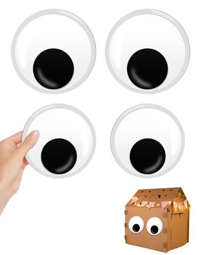 OWMOSYX 4 PCS Large Googly Eyes Self Adhesive Giant Wiggle Googly Eyes for DIY Craft Halloween Christmas Tree Party Decoration (5.9inch and 7 inch)