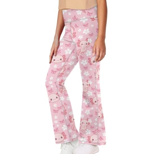 Image of Girls Leggings Floral Print High-Waisted Flared Pants 5-14 Years