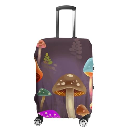 Colorful Mushroom Printed Luggage Cover Protector, Fits 18-32 Inch Luggage
