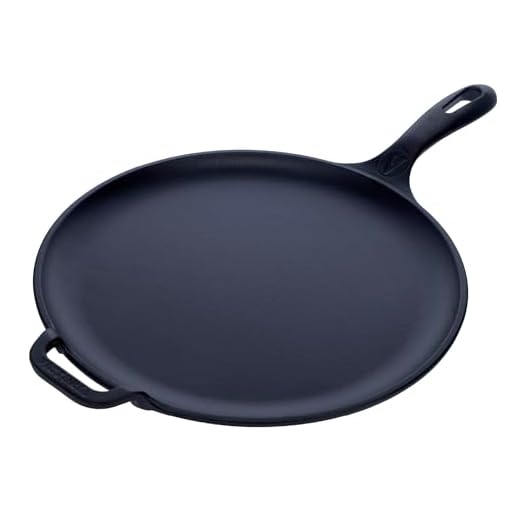 Victoria 12-Inch Cast Iron Comal Pizza Pan with a Long Handle and a Loop Handle, Preseasoned with Flaxseed Oil, Made in Colombia