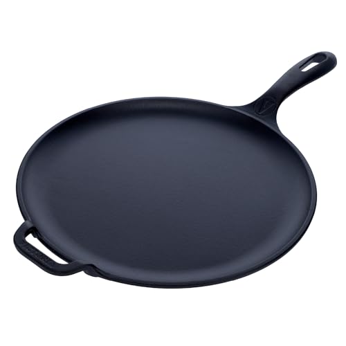 Victoria 12-Inch Cast Iron Comal Pizza Pan with a Long Handle and a Loop Handle, Preseasoned with Flaxseed Oil, Made in Colombia by Victoria - Used condition - US$31.05
