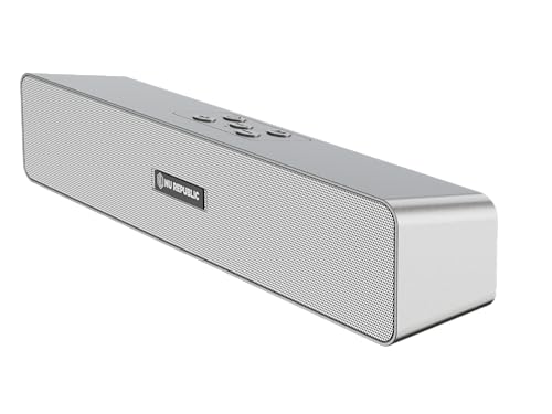Image of Nu Republic Soundbar 20 Bluetooth Soundbar with X-Bass Technology, 52mm Dynamic Drivers, Upto 12 Hrs Playtime, 20 W Output, Aux /USB Port (5.0 Channel) (Silver)