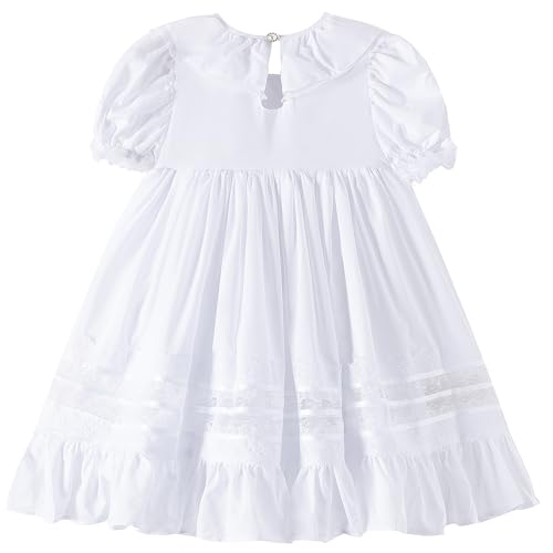 Girls Dress, Vintage Bluebell Heirloom Dress, White Lace, Puff Sleeve, Long Style for Spring and Autumn2