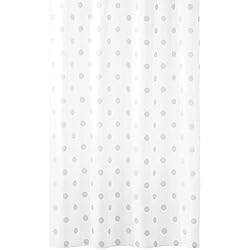 Cortinas Hipercor mDesign Cortina de baño con diseño de lunares – Cortina de ducha repelente al agua para la bañera o cabina de ducha – Accesorios de baño resistentes al moho con ojales reforzados – blanco y gris