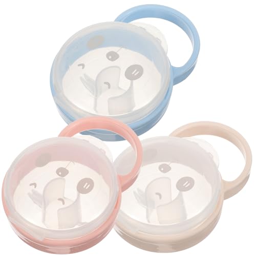 Kisangel 3Pcs Pacifier Holder Case Cartoon Design Storage Container Transparent Dustproof Pouch for and Pacifiers Clips for Diaper Bags